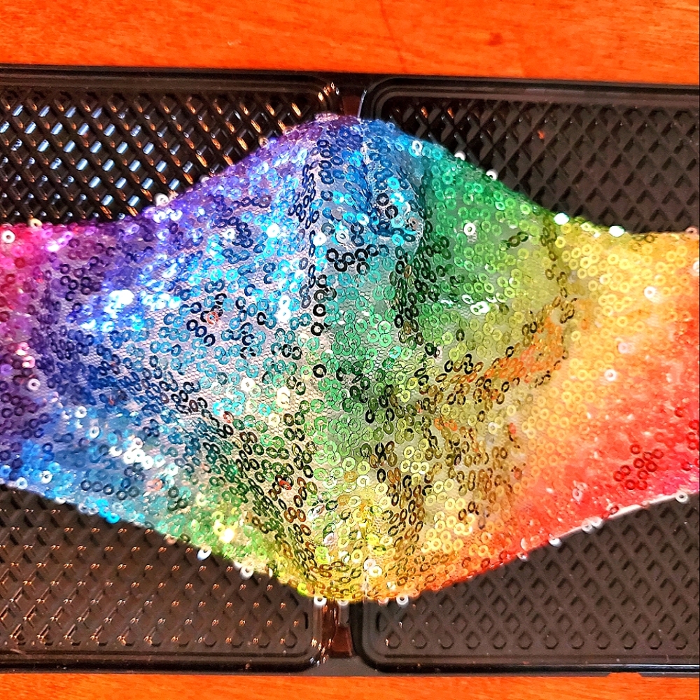 Masks are back 🥴. At least, sparkle! Rainbow 🌈 Face Mask